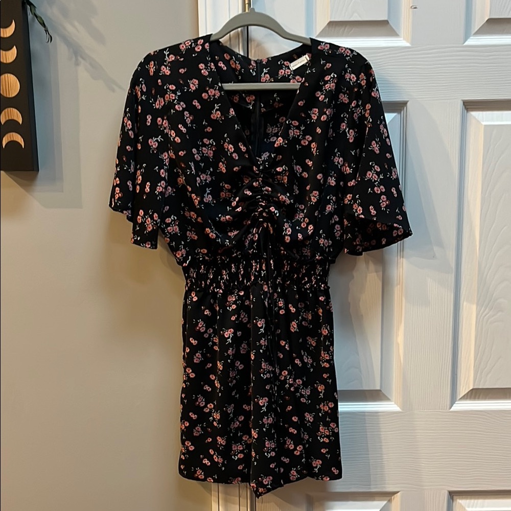 Floral Black and Pink Romper